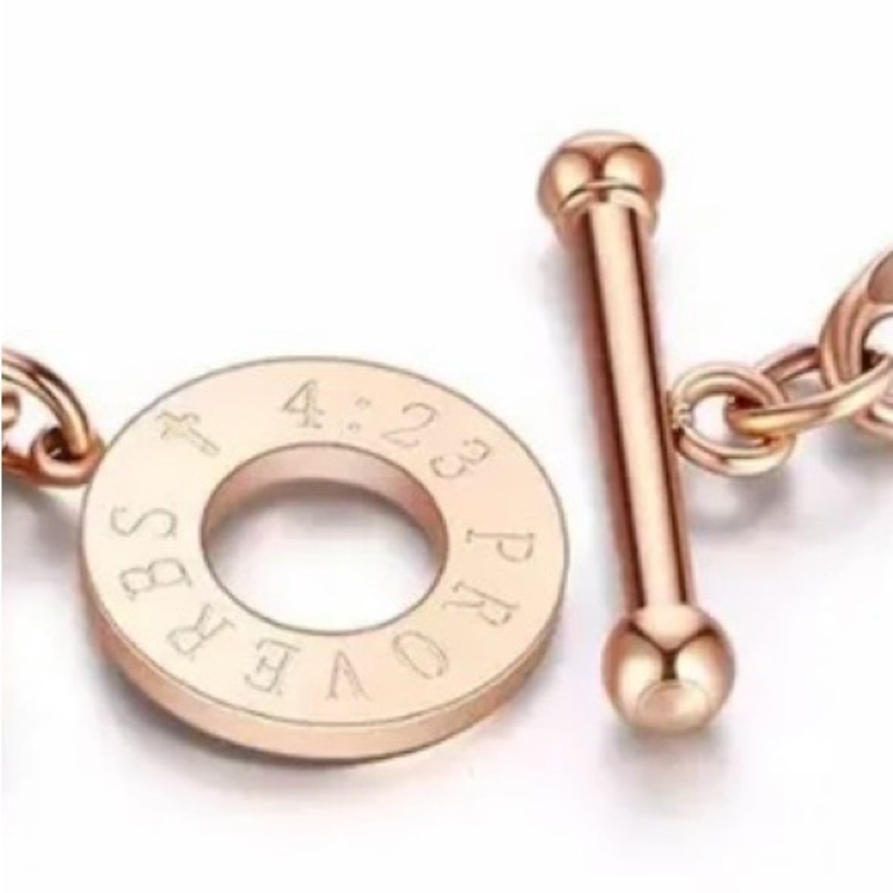 “Guard Your Heart” Toggle Bracelet - Rose Gold Plated - Picture 5 of 7